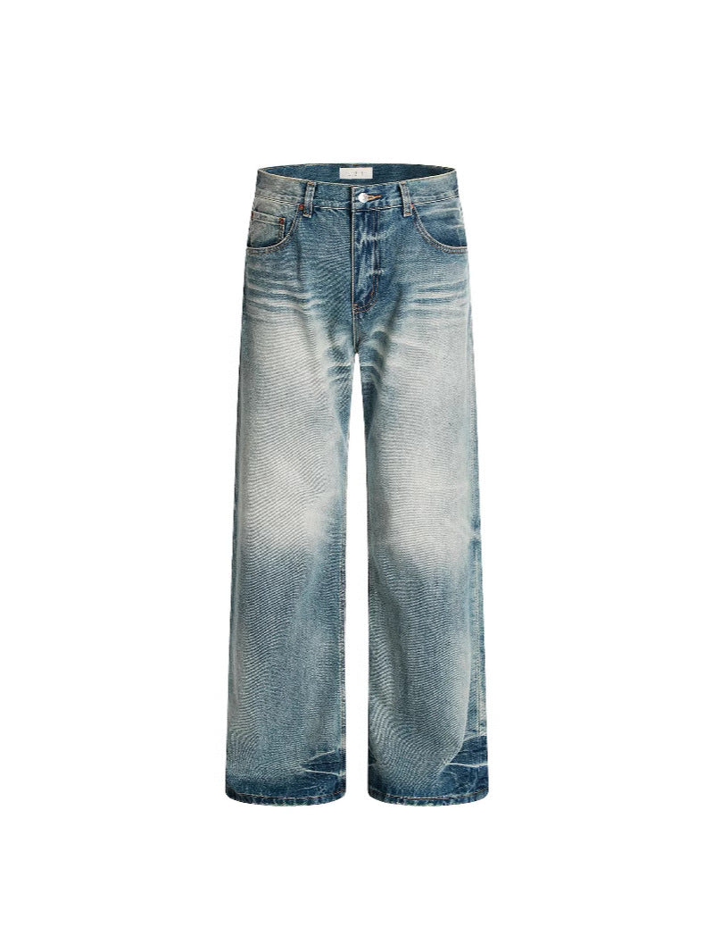 11KN Retro Old Gradual Change Loose Wide Leg Pants