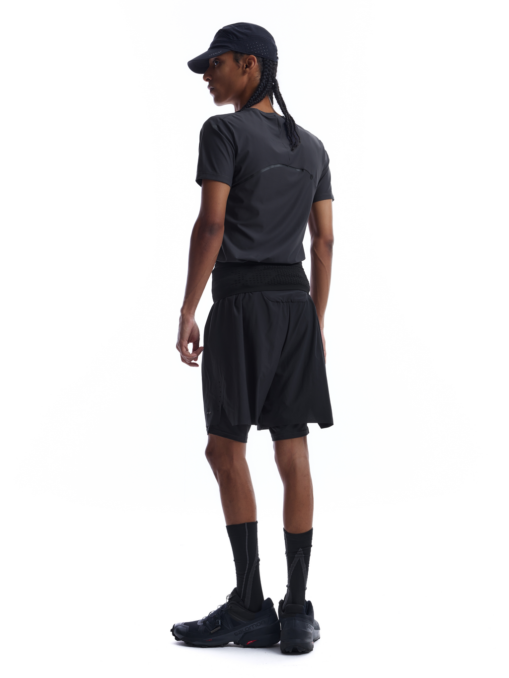 BEVAN UP UP Point-Dot Curved Hem Quick-Dry Slim Fit Tee