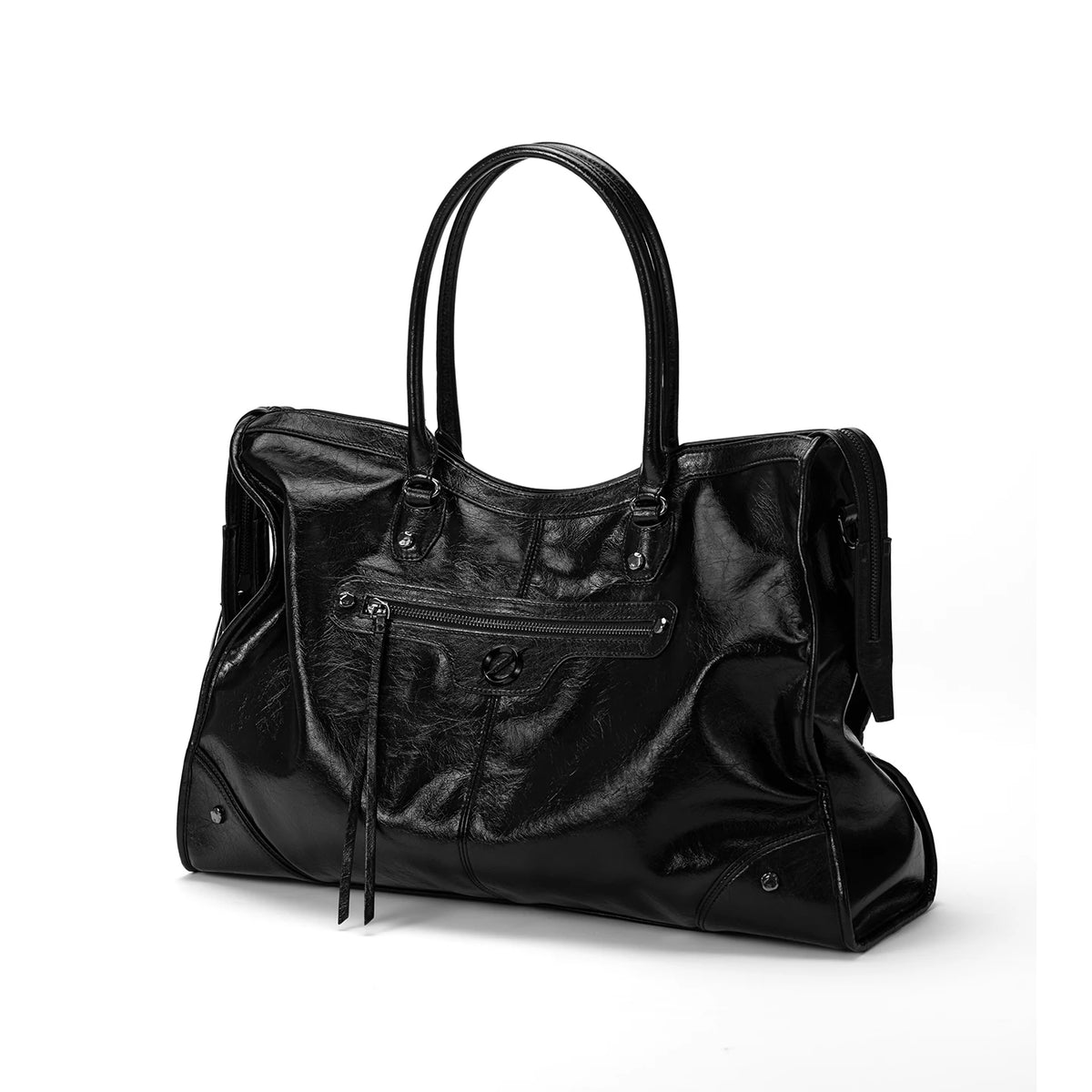 JELLY TOYBOY Gold Faux Leather Zip-Top Tote