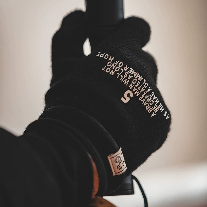 Maden Vintage Knitted Printed Full Finger Gloves
