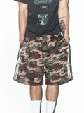LIBERAFIT Camouflage Leopard Skeleton Patch Mesh Over-the-Knee Shorts