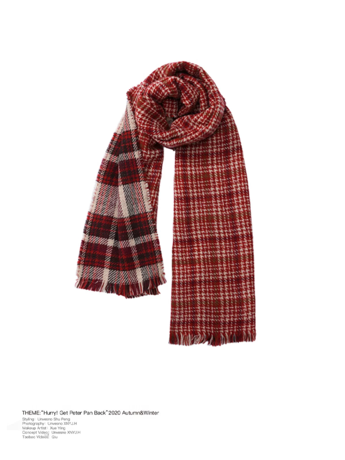 Unvesno Acrylic Fringe Plaid Scarf