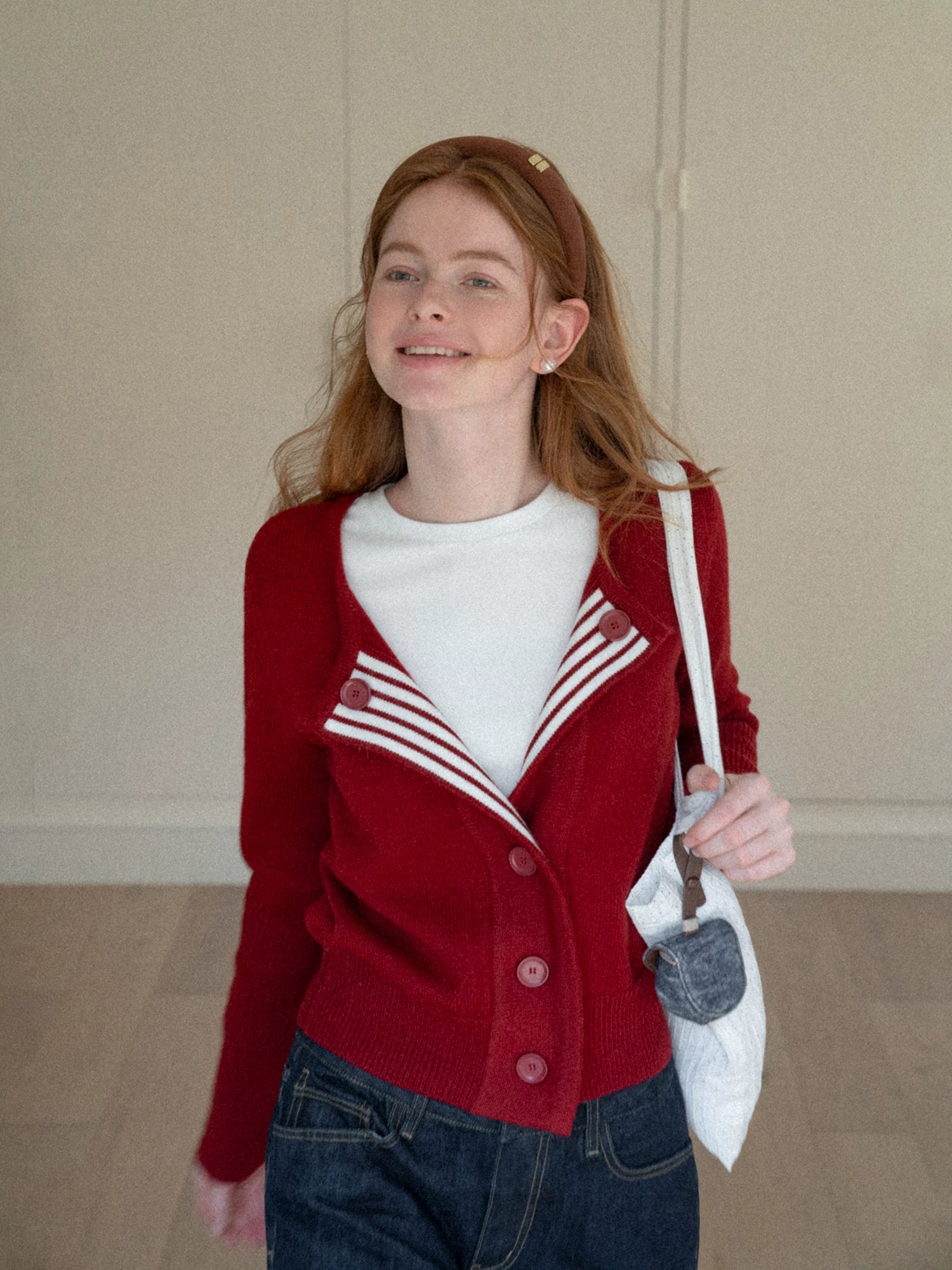 EGGKA Striped Contrasting Spliced Wool Knitted Jacket