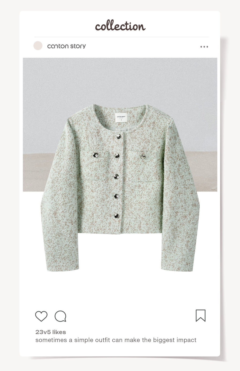 Cantonstory Premium Loose Tweed Short Jacket