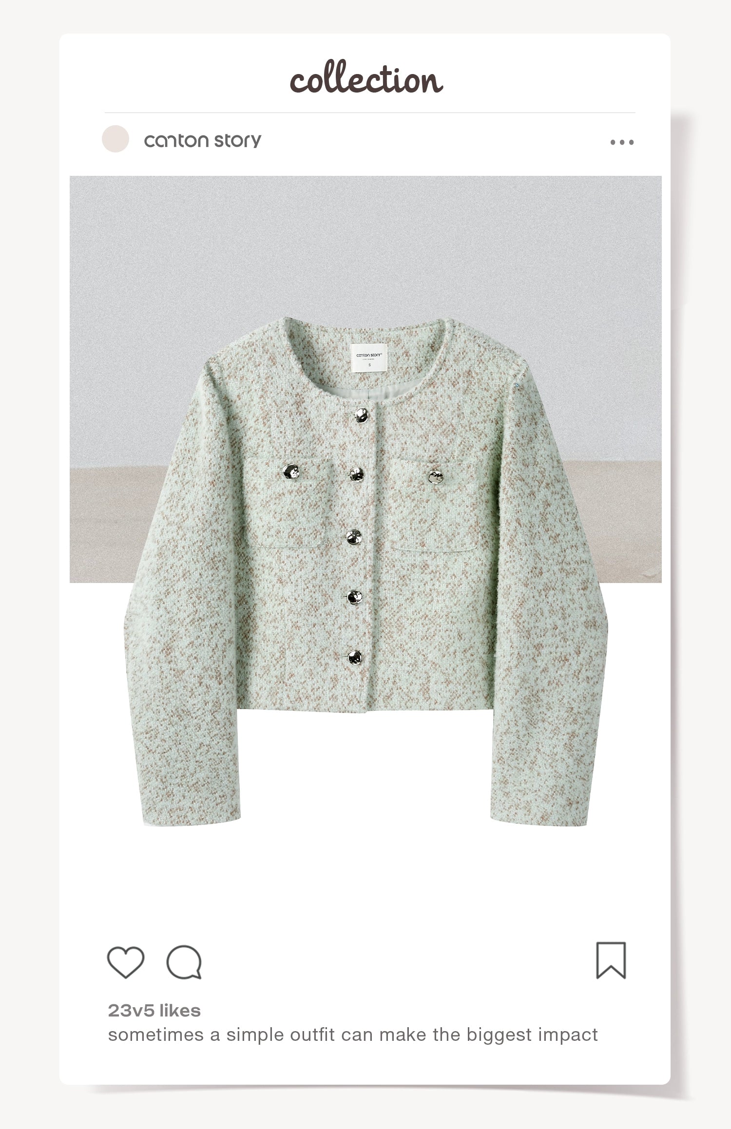 Cantonstory Premium Loose Tweed Short Jacket