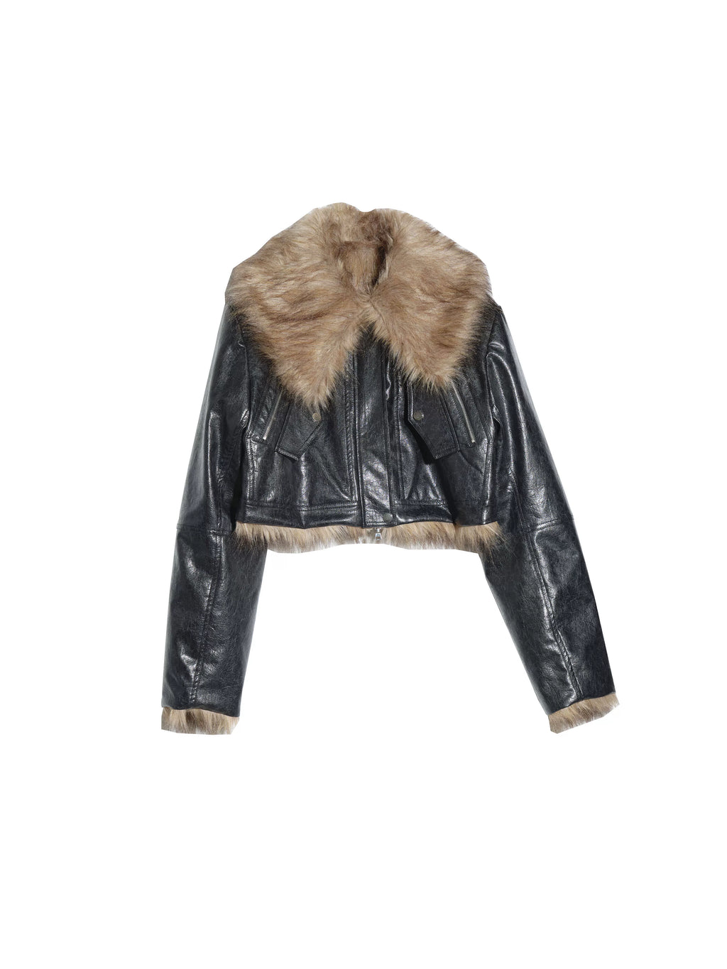 JNYLON Retro Imitation Fur Front and Back Two Wear PU Wallet