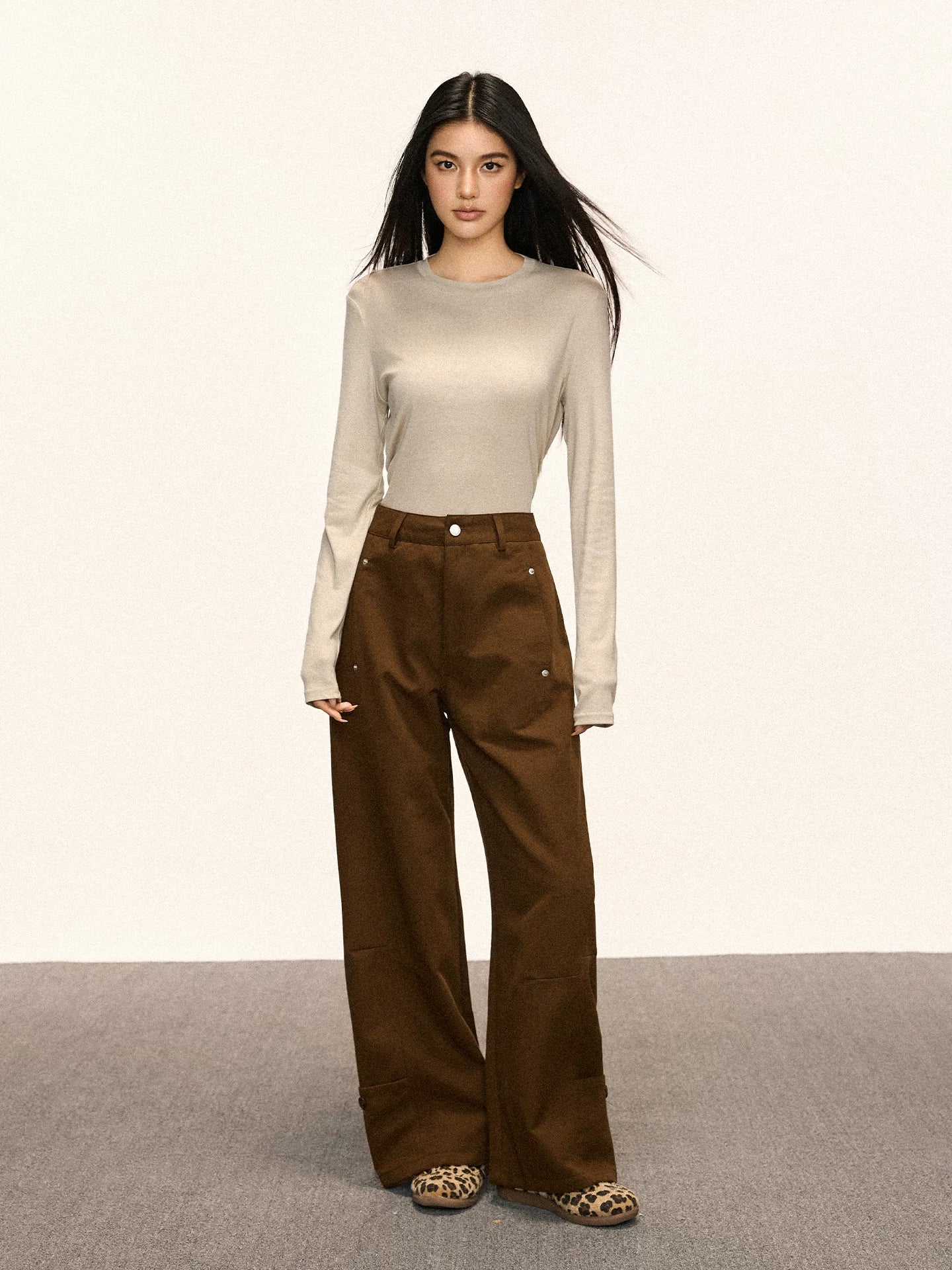 Cherry Melody Retro Slim Wide-leg Jeans