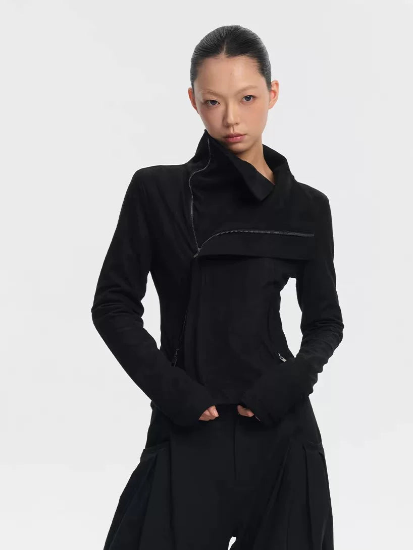 LINY LIBERTY Retro Cropped Zip Cardigan