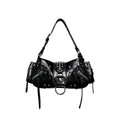 CULTIVATOR Zipper Motorcycle Underarm Bag in Oily Wax Faux Leather