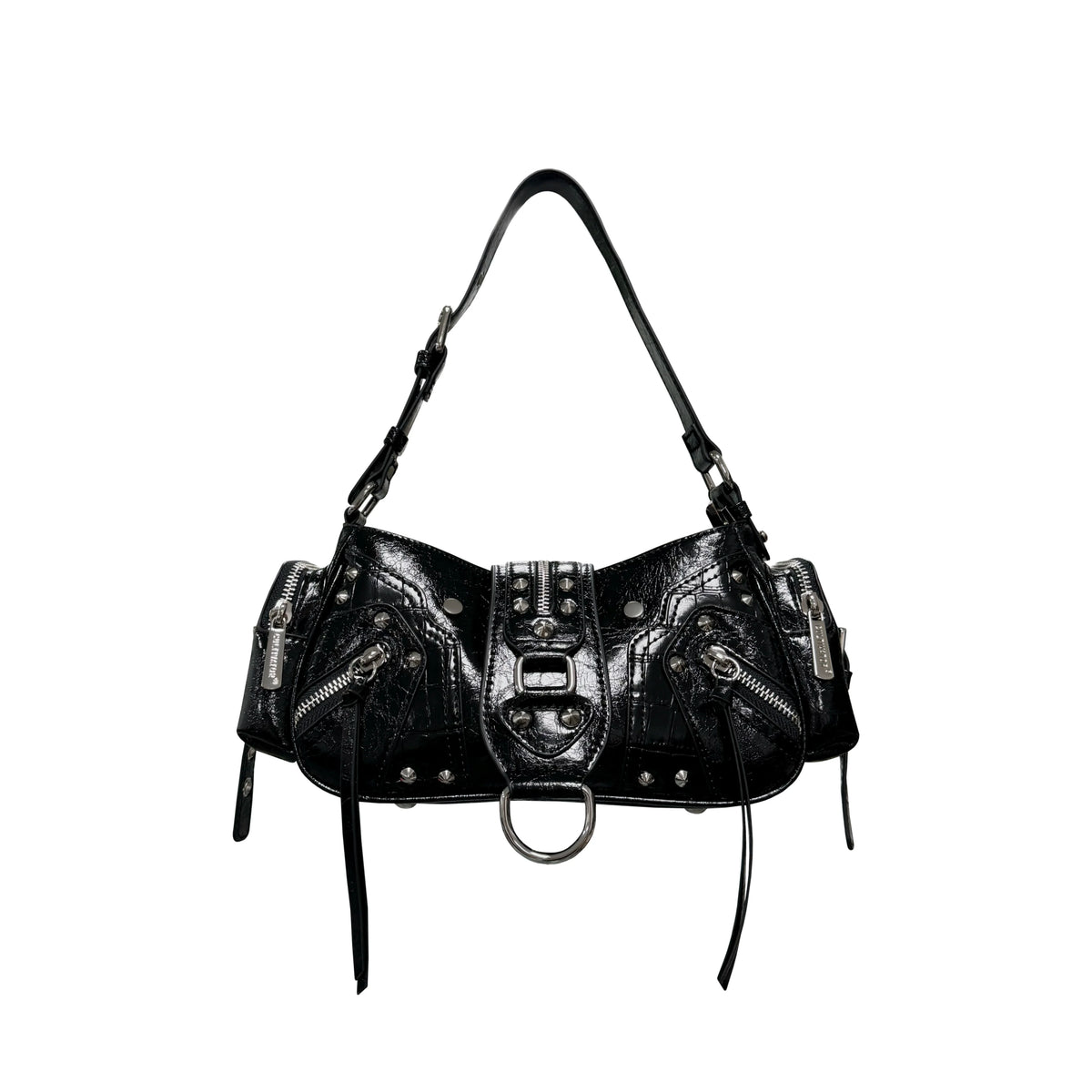 CULTIVATOR Zipper Motorcycle Underarm Bag in Oily Wax Faux Leather
