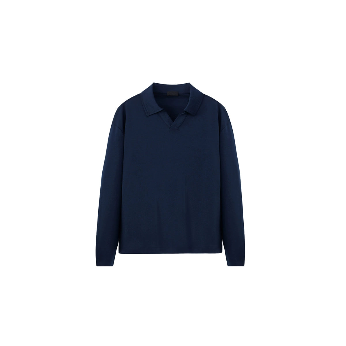 PLUS NO LOGO Casual Seagull Neck Long-sleeved Polo Shirt