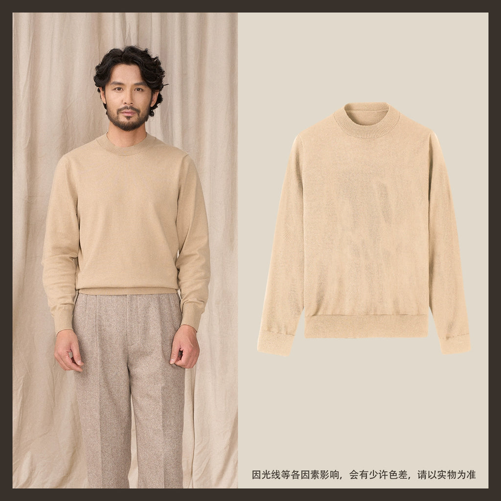 CULTUM Casual Basic Versatile Crew Neck Knitted Bottom Shirt