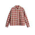 NOEARS Japanese Retro Plaid Loose Long-sleeved Square Neck Shirt