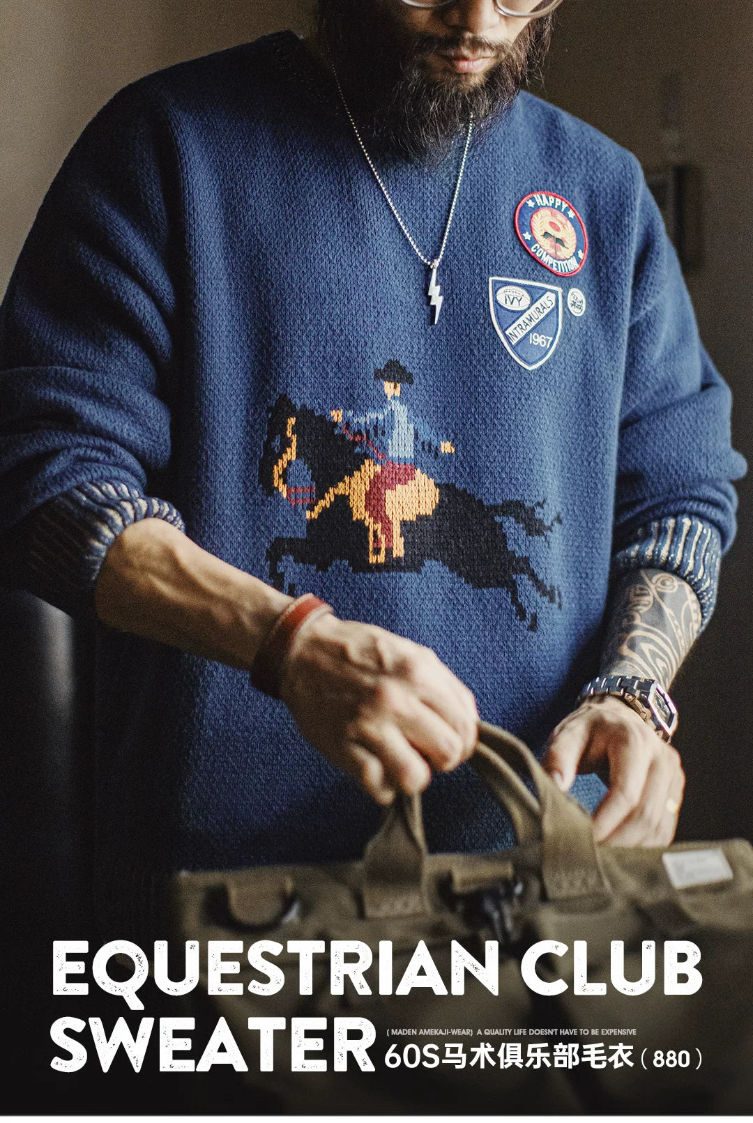Madden Equesrtrian Club embroidery warm knitted sweater