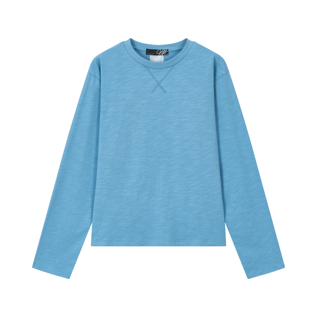 VLABMADE Slub Texture Cross Stitching Embroidered Long-Sleeve Tee