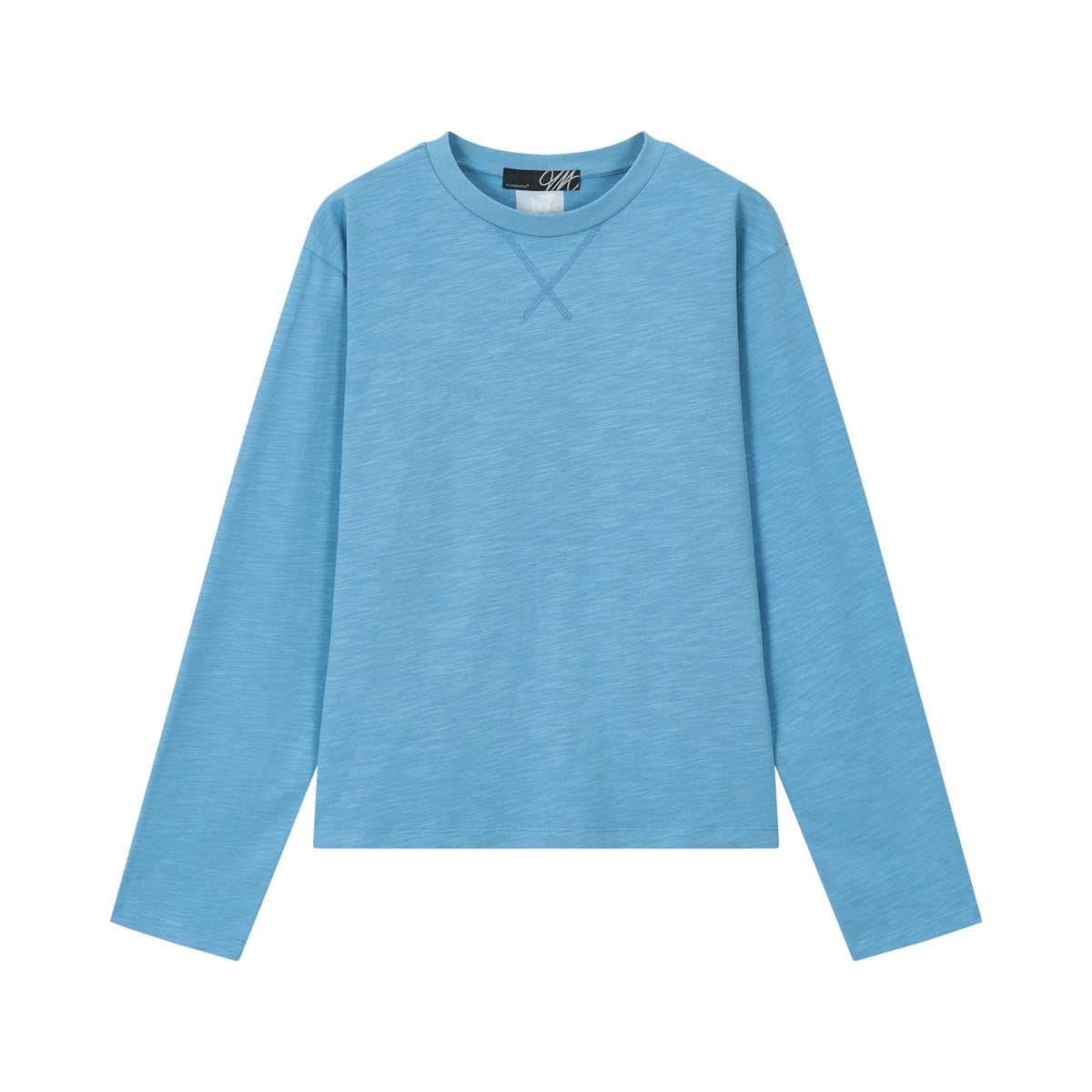 VLABMADE Slub Texture Cross Stitching Embroidered Long-Sleeve Tee