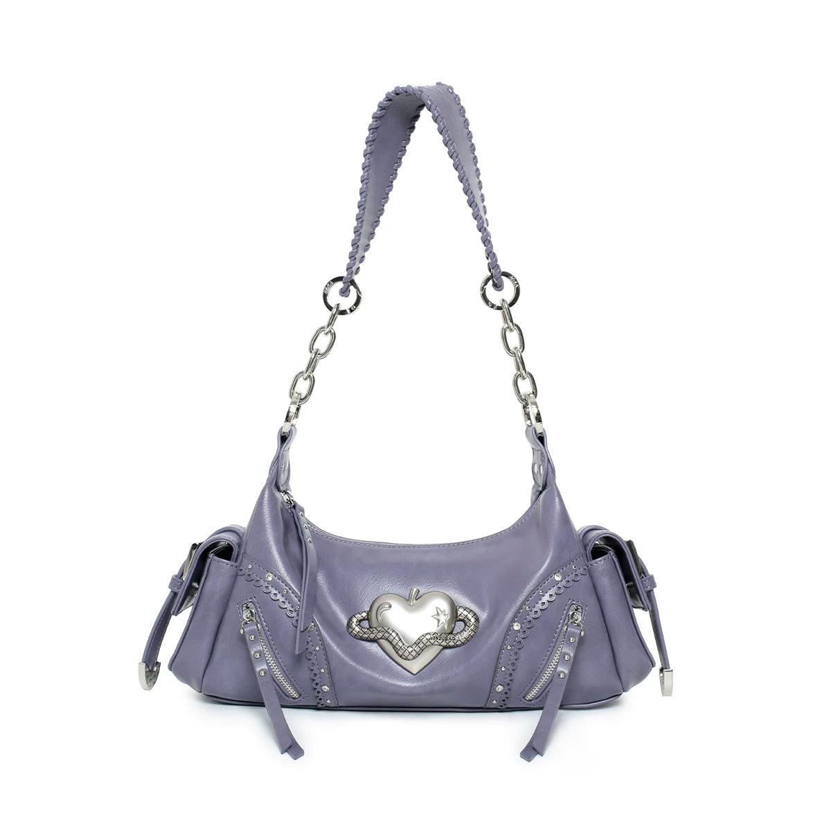 VFVF White Faux Leather Zip Crossbody Bag
