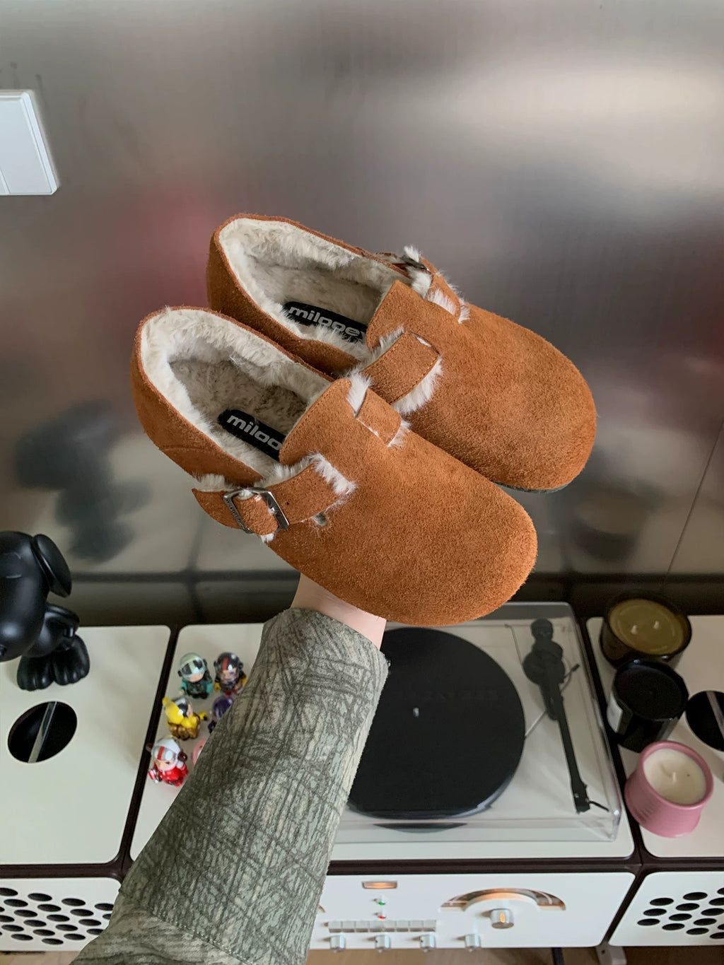 MILOOEY Fur-Lined Sheepskin Slip-On Loafers