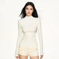 Aaisup Tencel Wool Semi-slim Turtleneck Long-sleeved Top