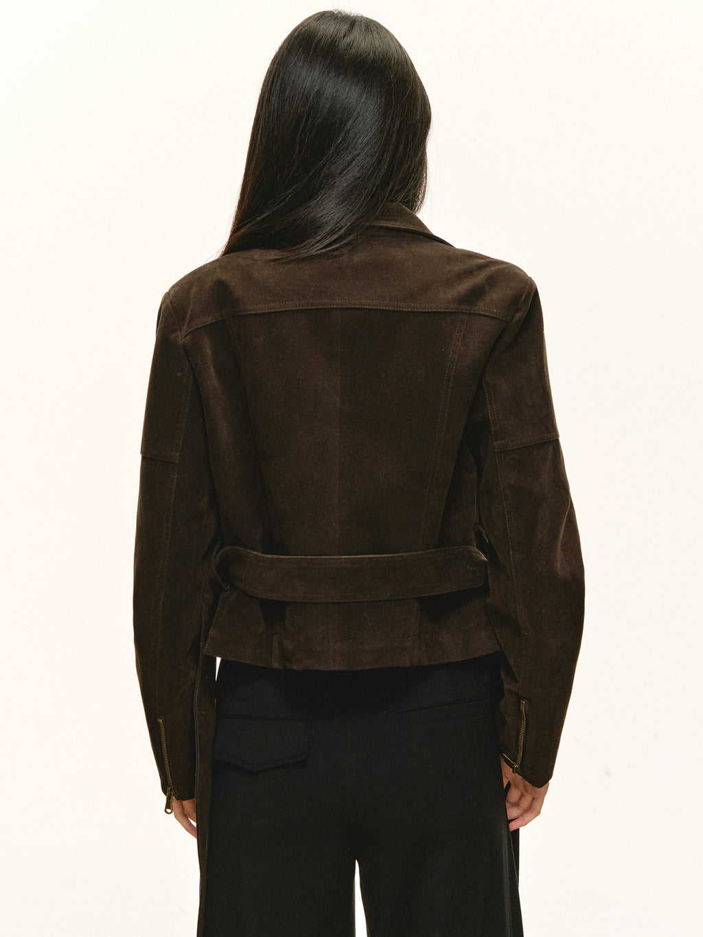 Anna Aneae Stand-up Collar Suede PU Jacket