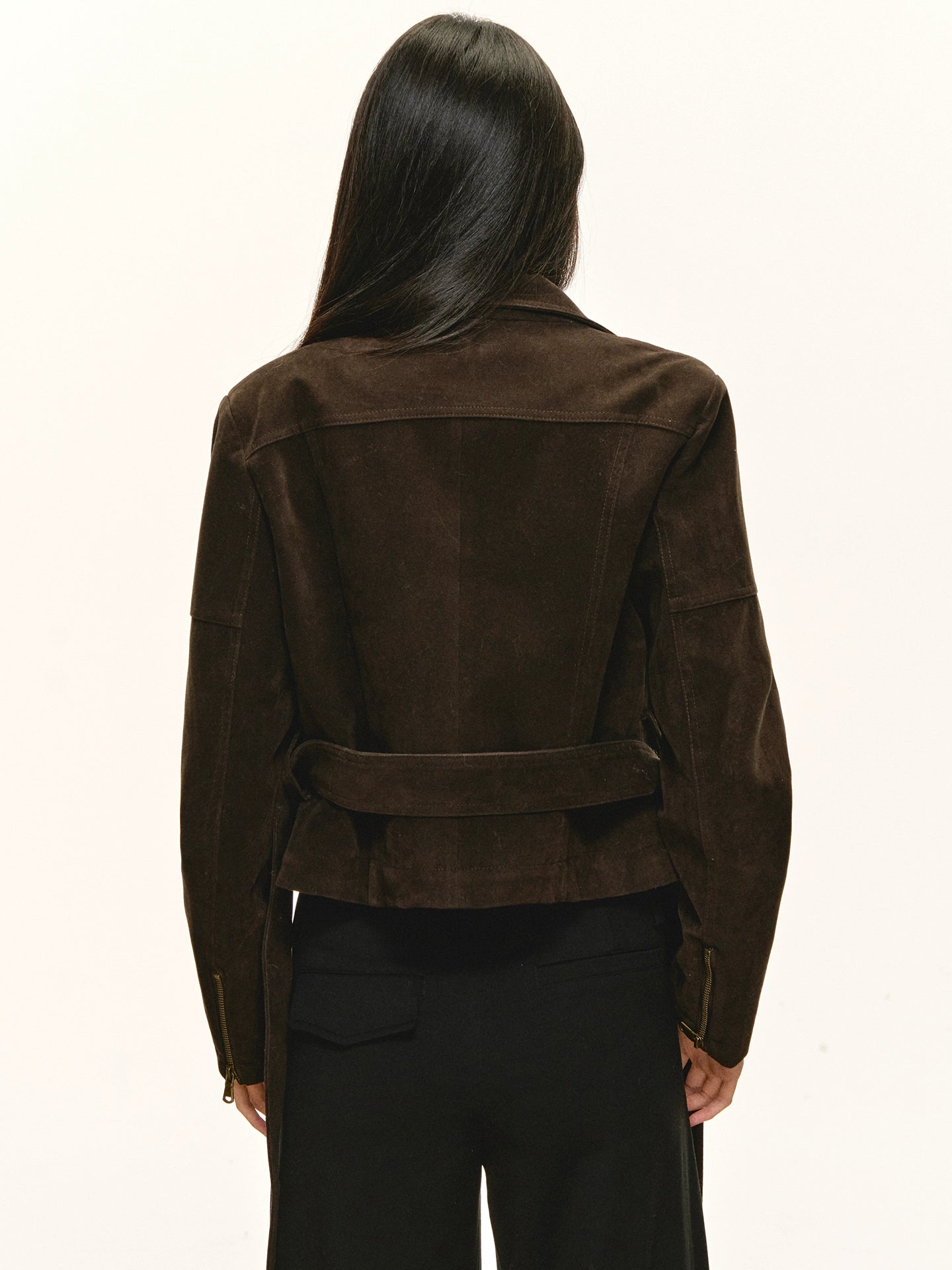 Anna Aneae Stand-up Collar Suede PU Jacket