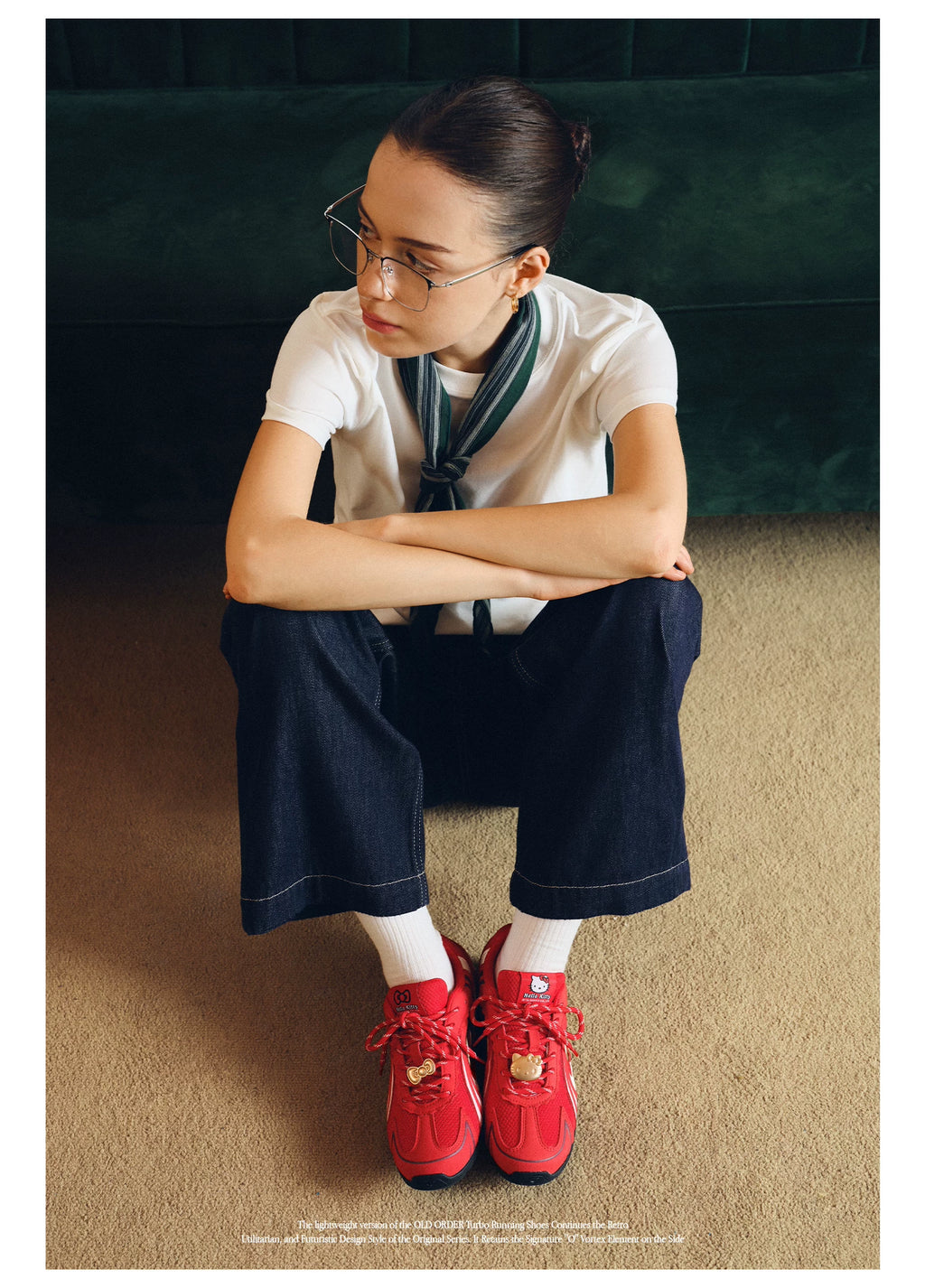 OLD ORDER Hello Kitty Red Suede Lace-Up Sneaker