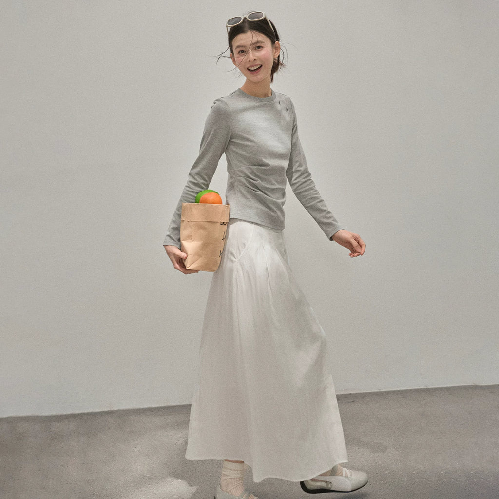 XUJING Crew Neck Shoulder Versatile Skinny Tee