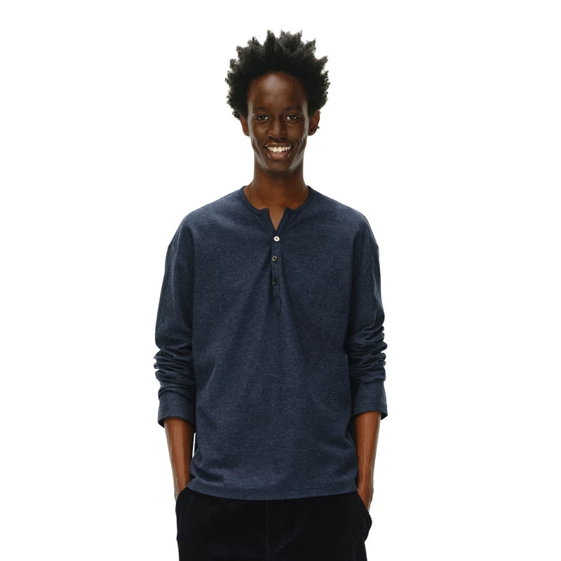 NONRADICAL Henry V Linen-Texture Breathable Long-Sleeve Tee