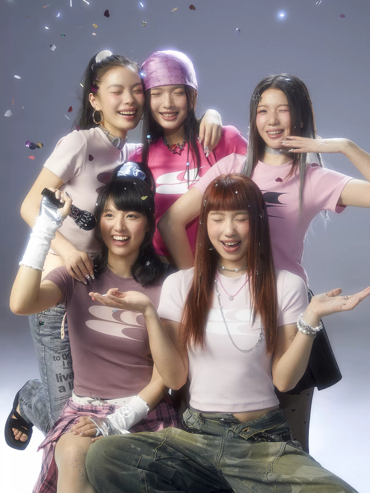 Crying Center Y2K Pink Cropped Fitted Tee