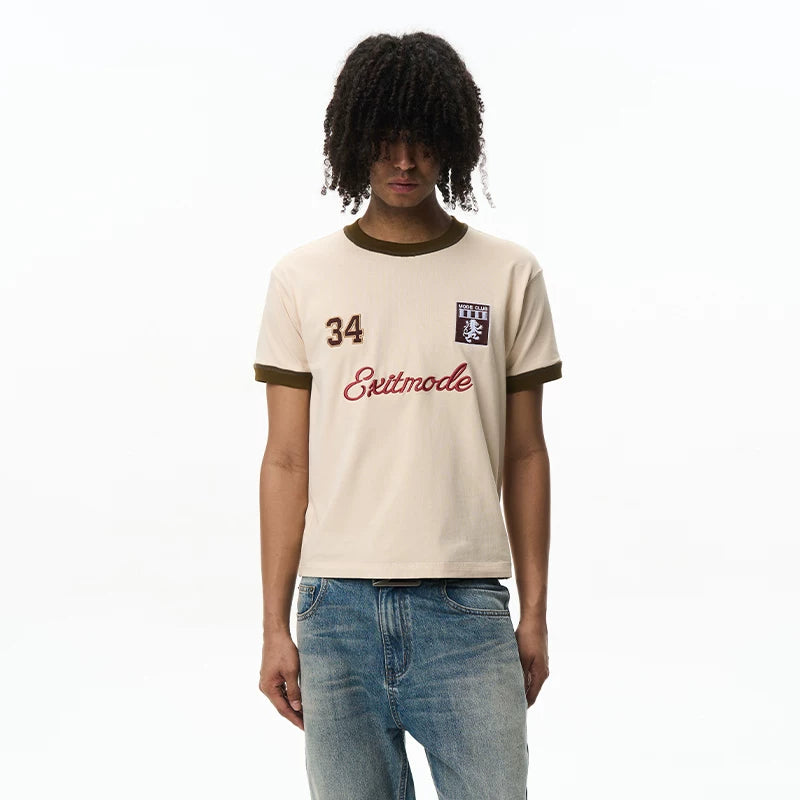EXITMODE Contrast Color Embroidered 235g Breathable Relaxed Tee