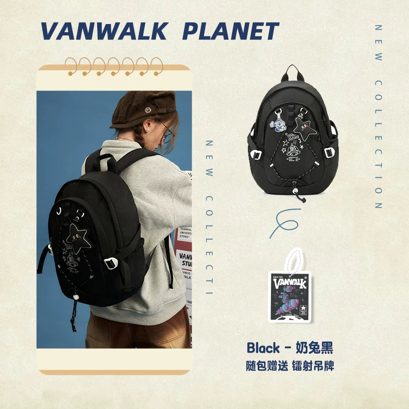 VANWALK Ballet Pink Faux Leather Zip-Top Backpack