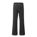 11KN Washed Black Inverted Retro Design Reverse Straight Jeans