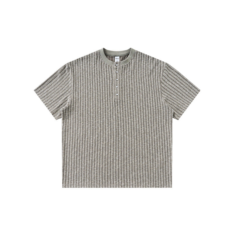 Inflation Henley Jacquard 200g Breathable Relaxed Tee