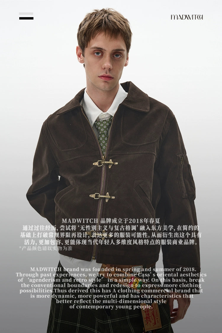 MADWITCH X BTSG Deconstructed Splicing Aircraft Buckle Short Jacket