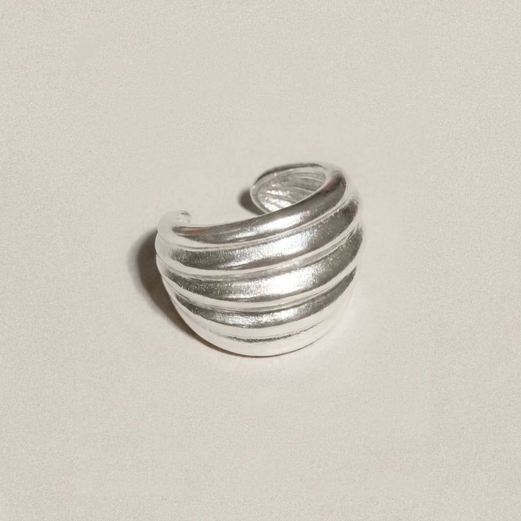 MEZZEM Silver Wide-Edge Ear Cuff Matte Finish