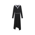 Wildberry Korean Lapel Patchwork Fitted A-Line Dress