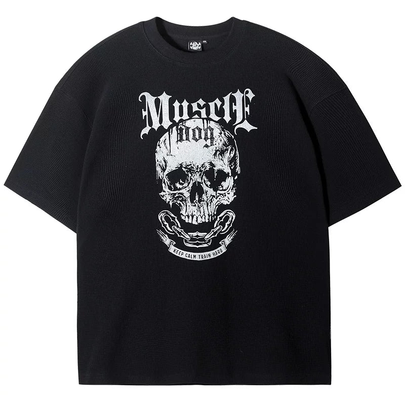 MuscleDog Skull Waffle Breathable Loose Training Tee