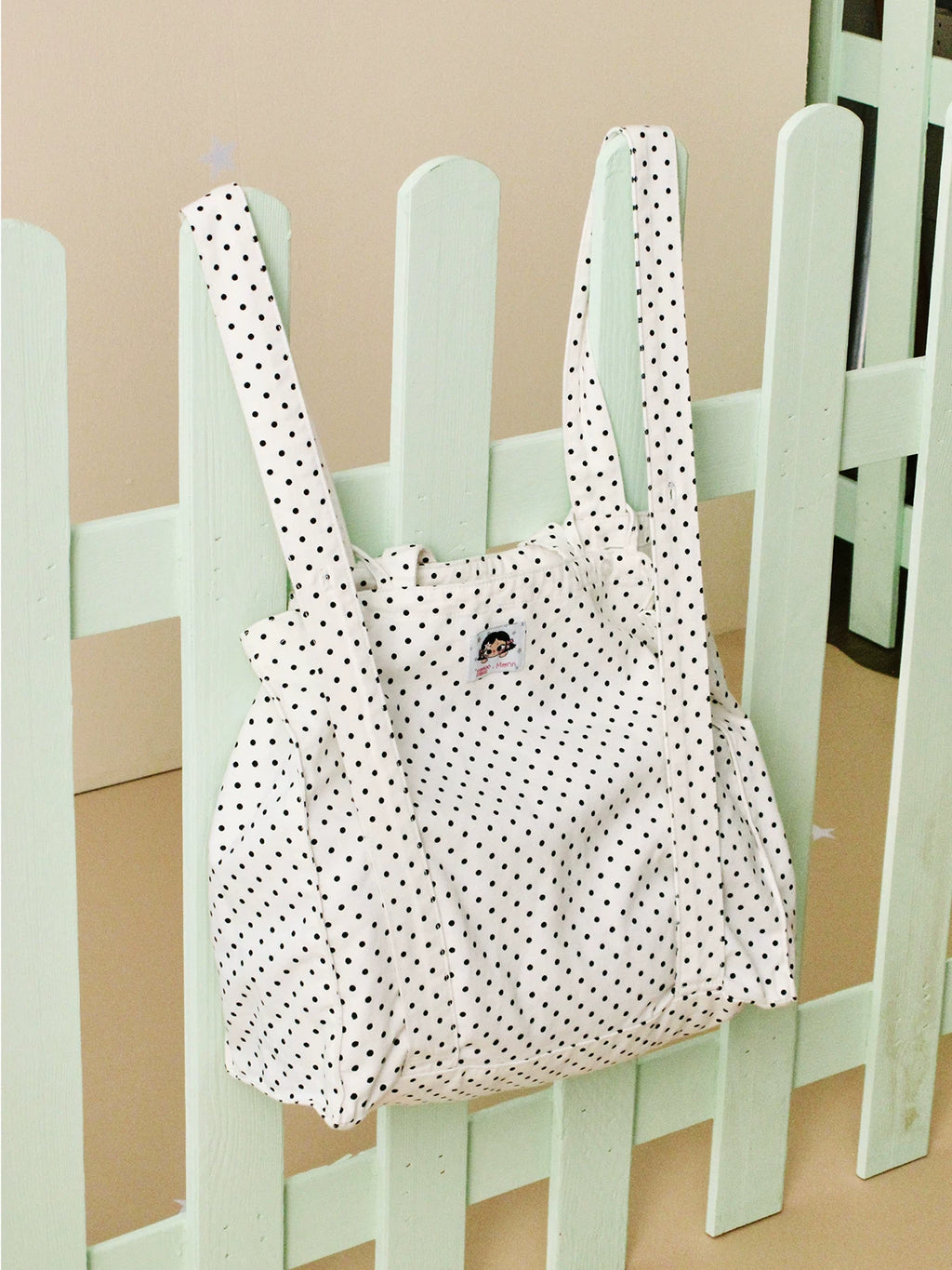 MASOOMAKE White Faux Leather Polka Dot Convertible Shoulder Bag