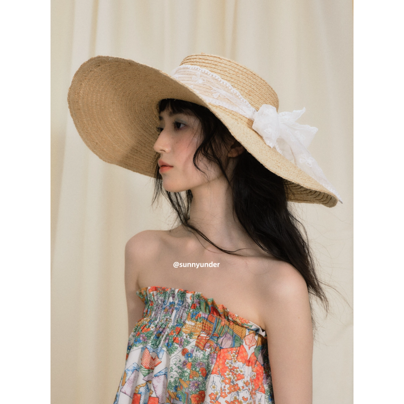 Sunnyunder Lafite Straw Flat Top Straw Hat