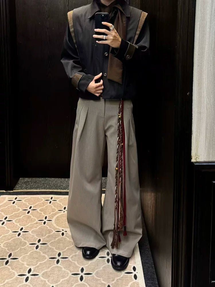 INTENT Knife-Pleated Wide-Leg Trousers