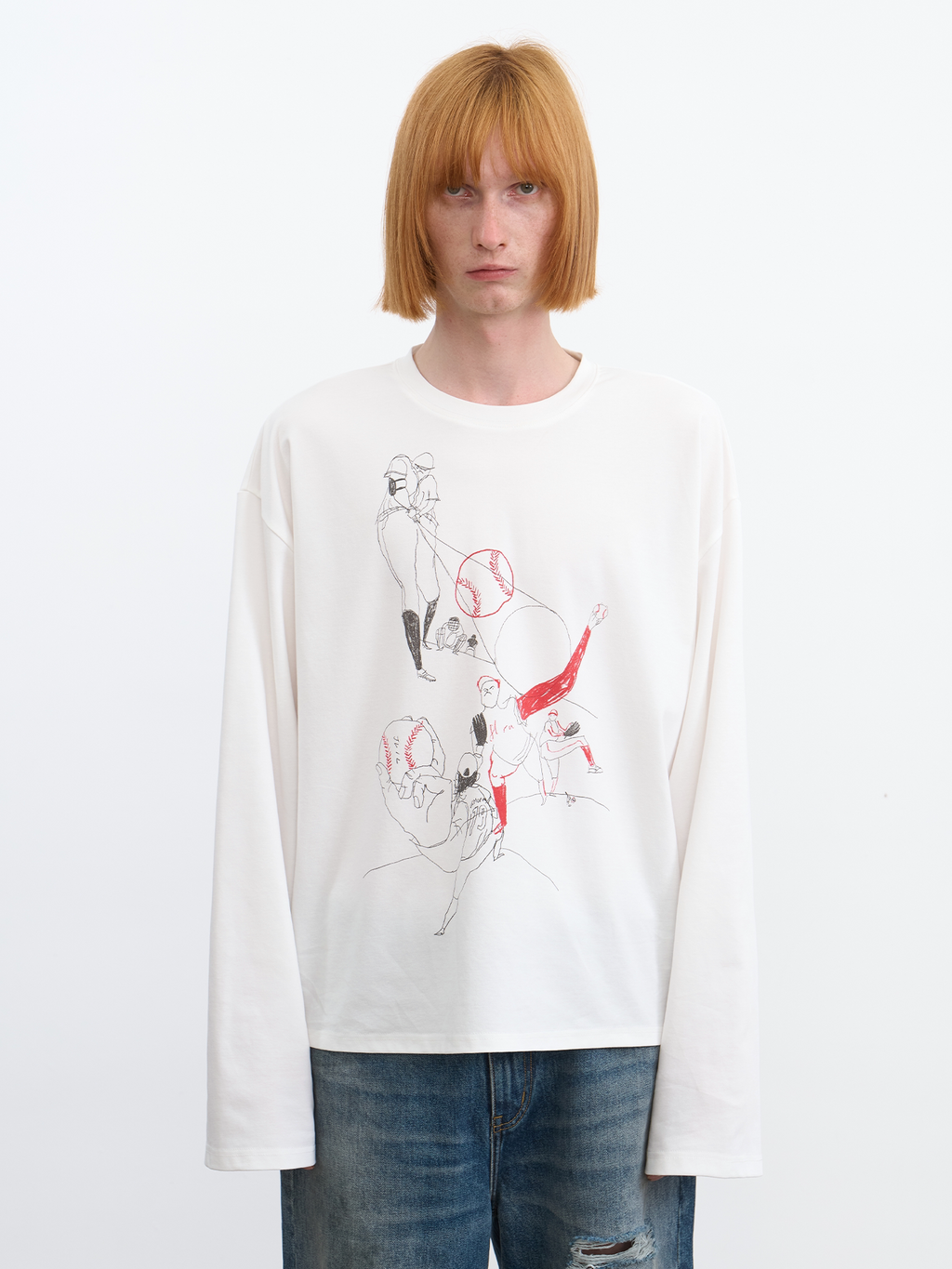 JCAESAR Baseball Battle 260g Relaxed Fit Long-Sleeve Tee