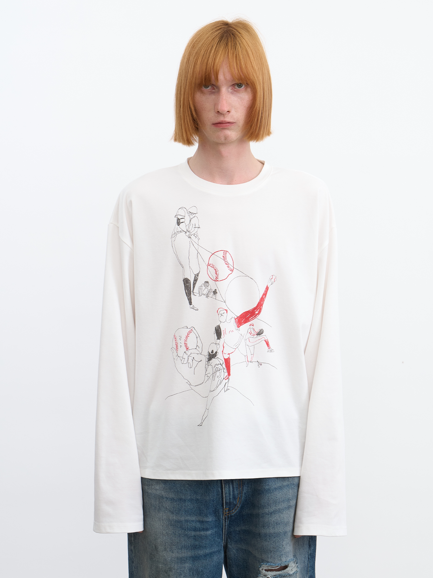 JCAESAR Baseball Battle 260g Relaxed Fit Long-Sleeve Tee