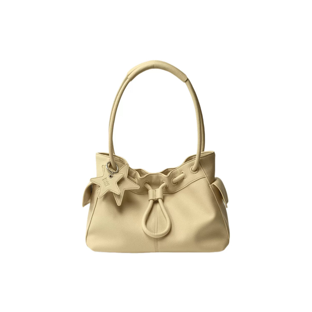 ECODAY Pebble Grain Faux Leather Drawstring Boston Bag