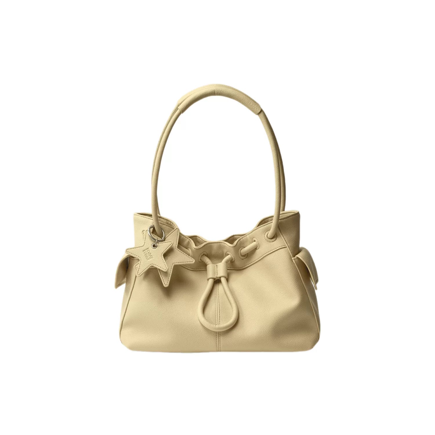 ECODAY Pebble Grain Faux Leather Drawstring Boston Bag