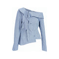 JIKOO Envelope One-Shoulder Cinched Waist Blouse