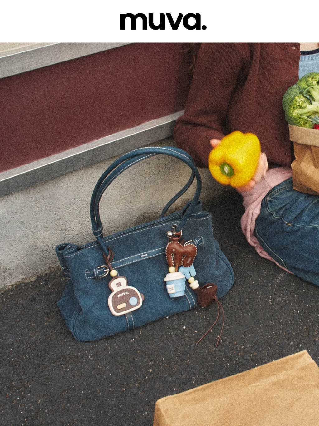 muva. Leather Zip-Top Shoulder Bag