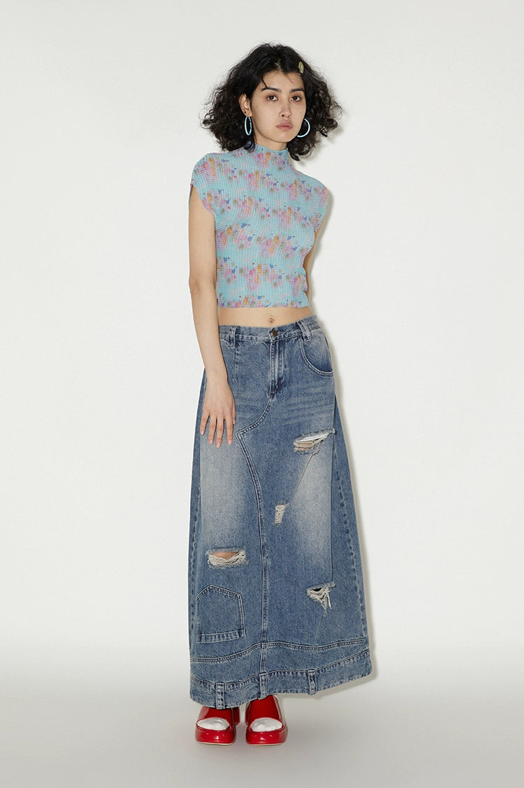 PHYS Elastic Pleated Small Half Turtleneck Slim Tee