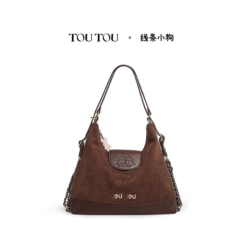 TOUTOU Faux Leather Zip-Top Tote Bag