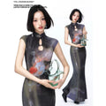 YEDM Scale Glow Goldfish Cutout Qipao Dress