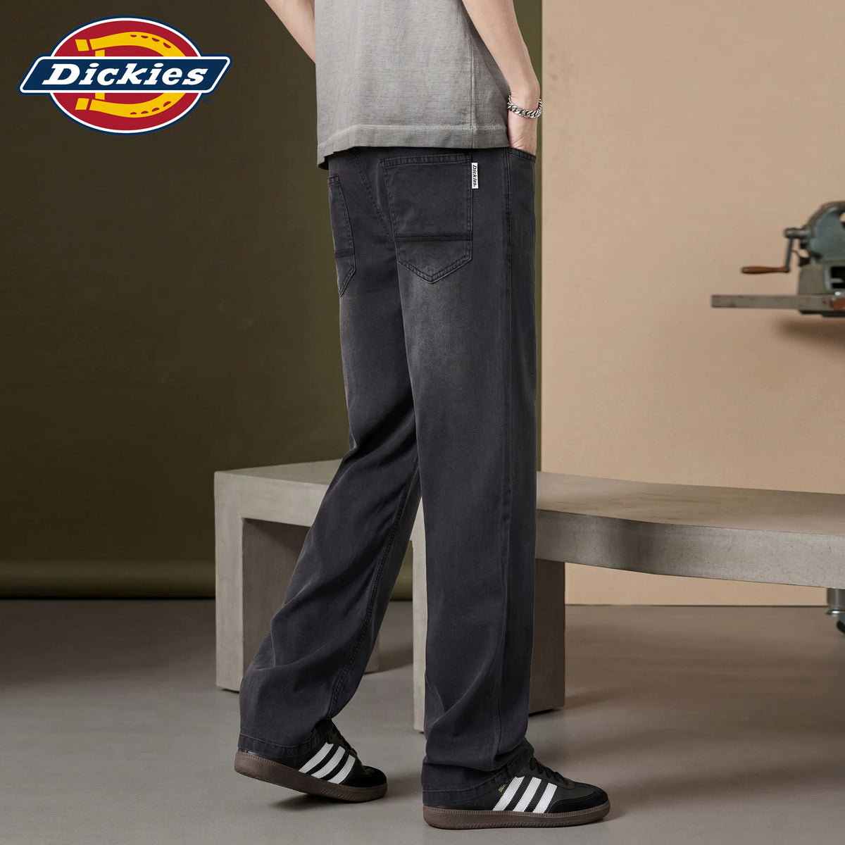 Dickies Lyocell Drawstring Mid-Rise Loose Straight-Leg Pants